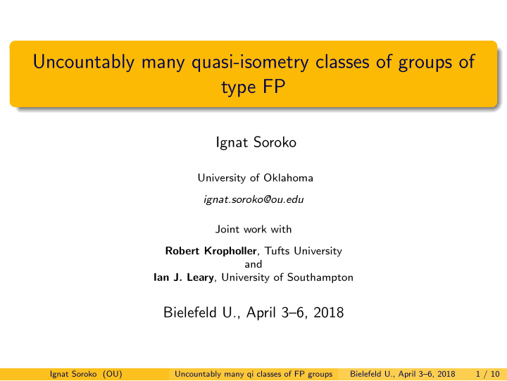 uncountably many quasi isometry classes of groups of type