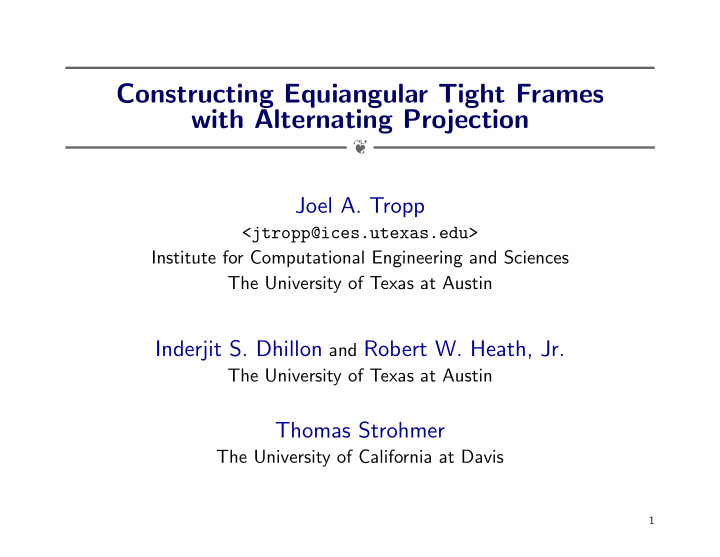 constructing equiangular tight frames with alternating