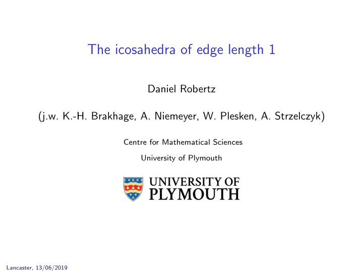 the icosahedra of edge length 1
