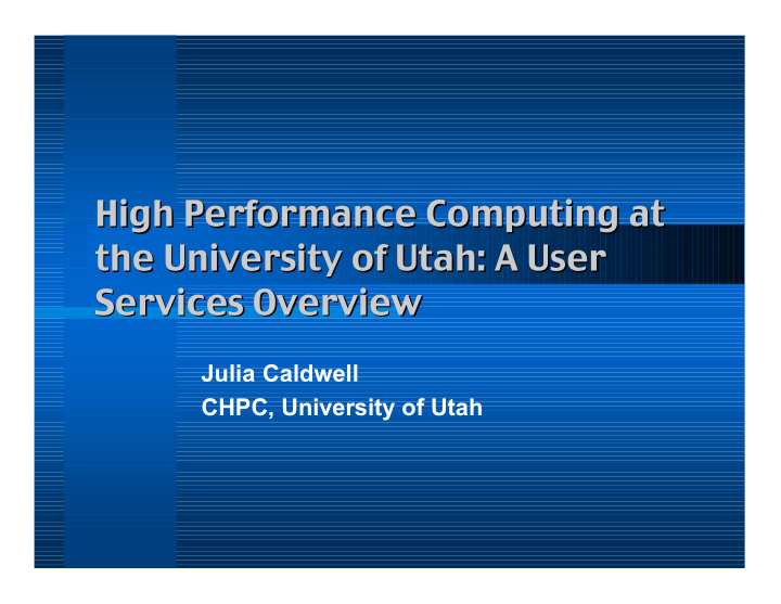 high performance computing at high performance computing