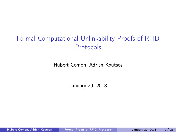 formal computational unlinkability proofs of rfid