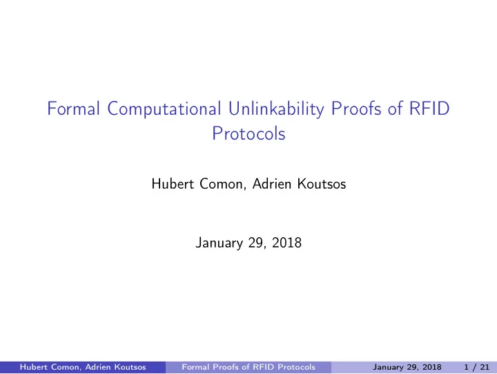 formal computational unlinkability proofs of rfid