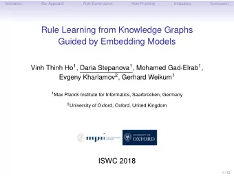 Rule Learning from Knowledge Graphs  Guided by Embedding Models Vinh Thinh Ho 1 , Daria Stepanova 1