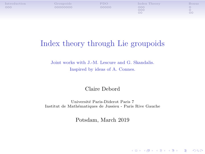 index theory through lie groupoids