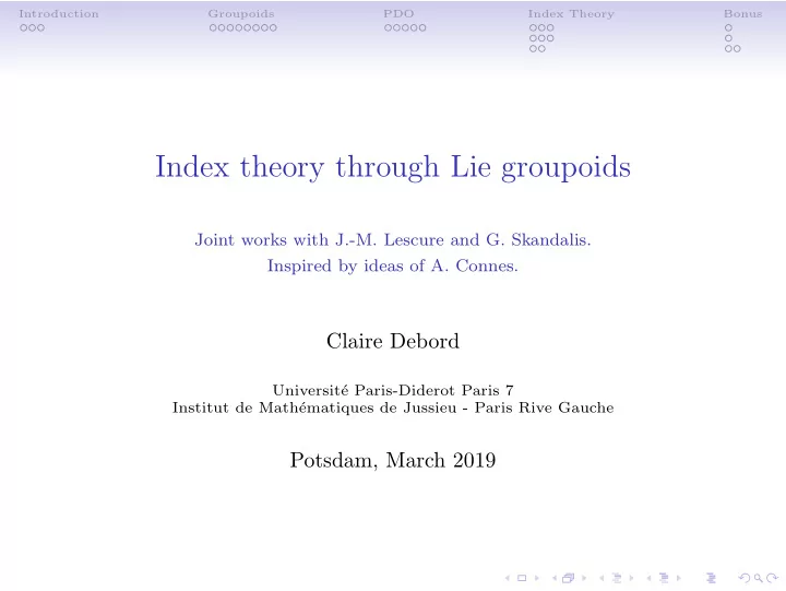 index theory through lie groupoids
