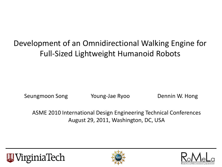 development of an omnidirectional walking engine for full