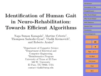 Identification of Human Gait  Why Fourier-Based . . .  Why Fourier-Based . . .  in