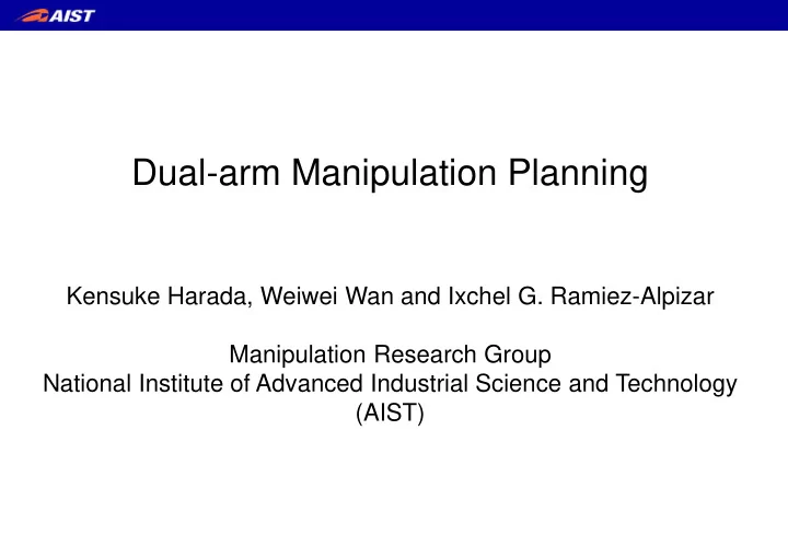 dual arm manipulation planning