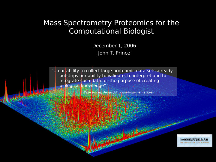 mass spectrometry proteomics for the computational