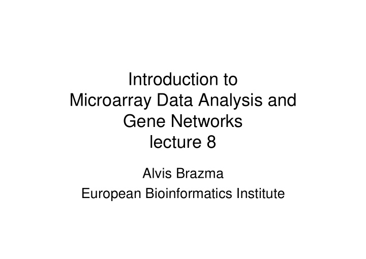 introduction to microarray data analysis and gene