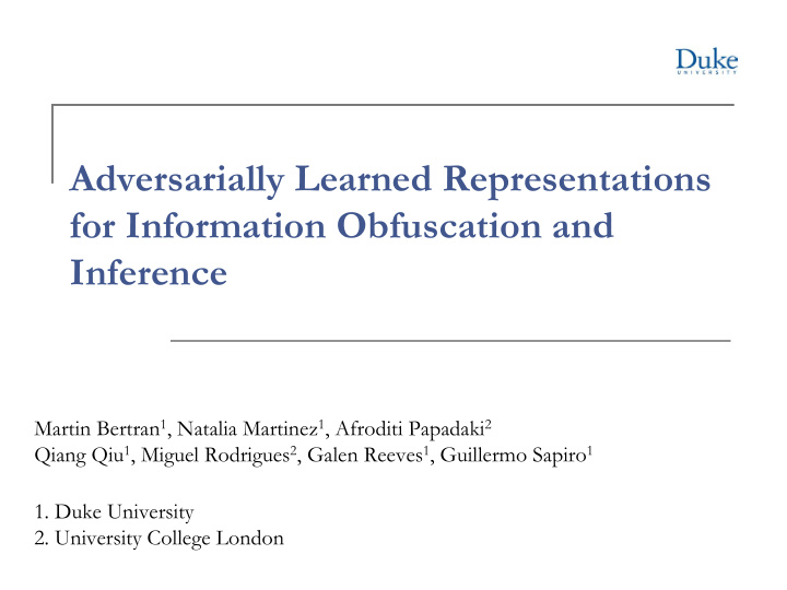 adversarially learned representations for information