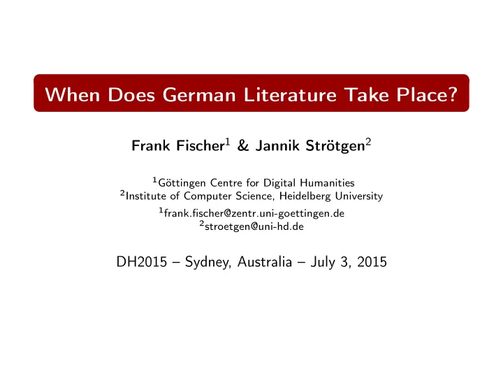 when does german literature take place
