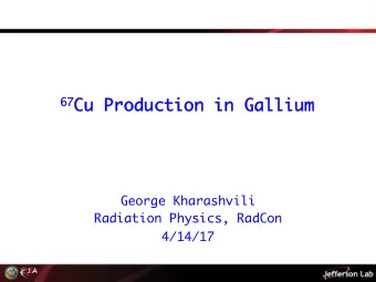 67 Cu Production in Gallium Cu Production in Gallium   67  George Kharashvili  Radiation
