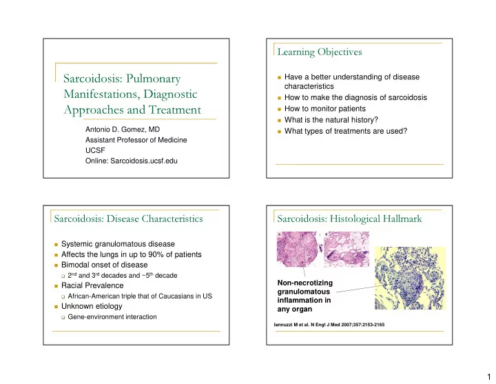 sarcoidosis pulmonary