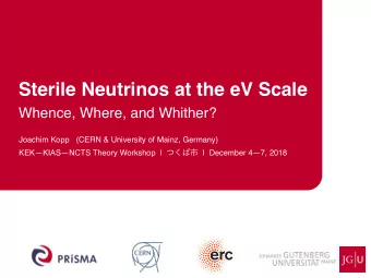 Sterile Neutrinos at the eV Scale  Whence, Where, and Whither?  Joachim Kopp   (CERN &amp;