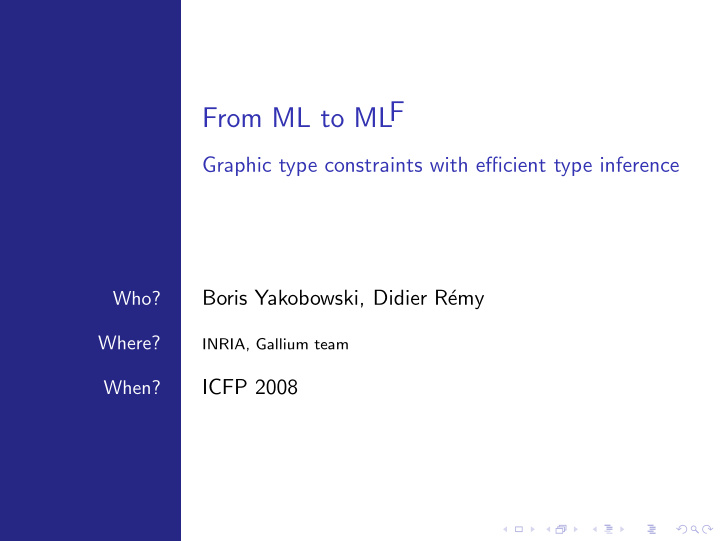 from ml to mlf