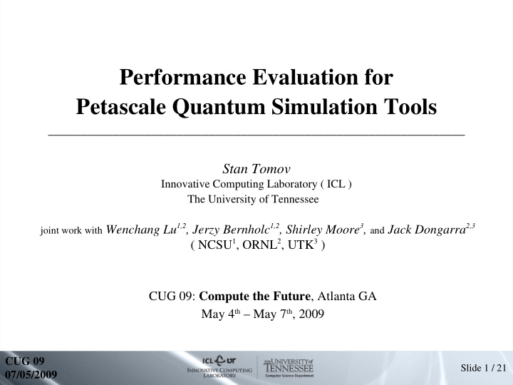 performance evaluation for petascale quantum simulation