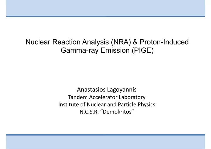 nuclear reaction analysis nra proton induced gamma ray
