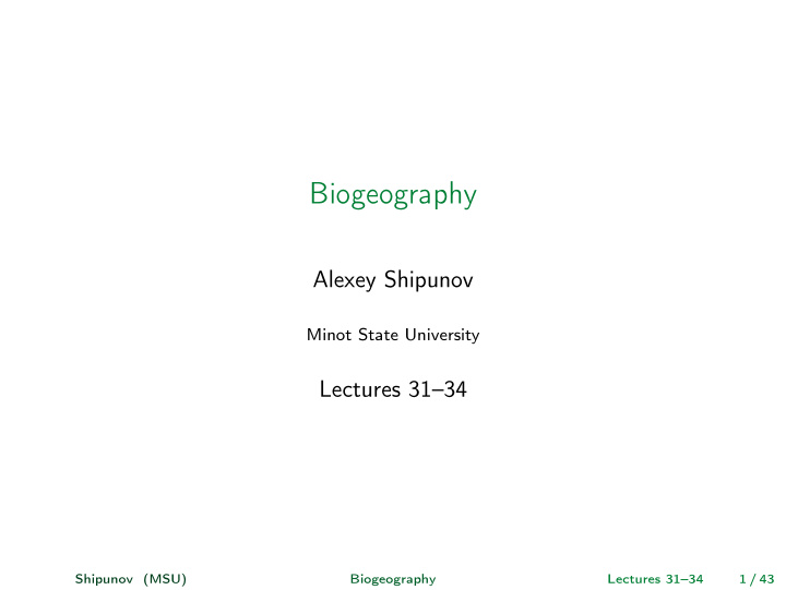 biogeography