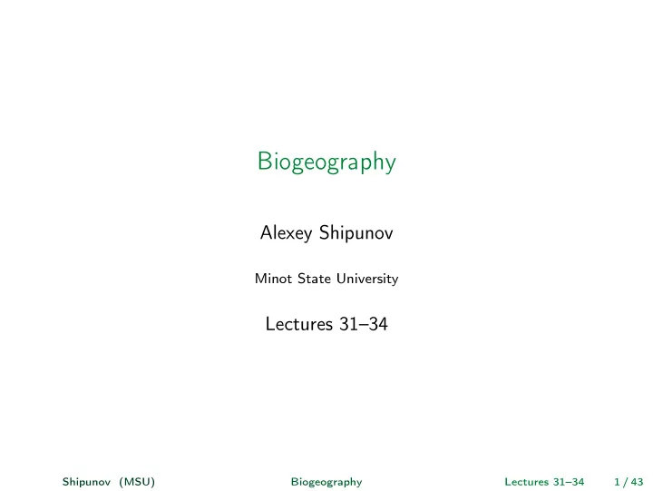 biogeography