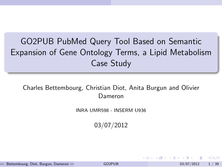 go2pub pubmed query tool based on semantic expansion of