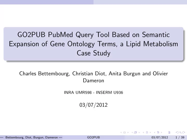 go2pub pubmed query tool based on semantic expansion of