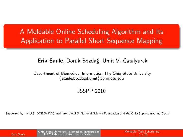 a moldable online scheduling algorithm and its