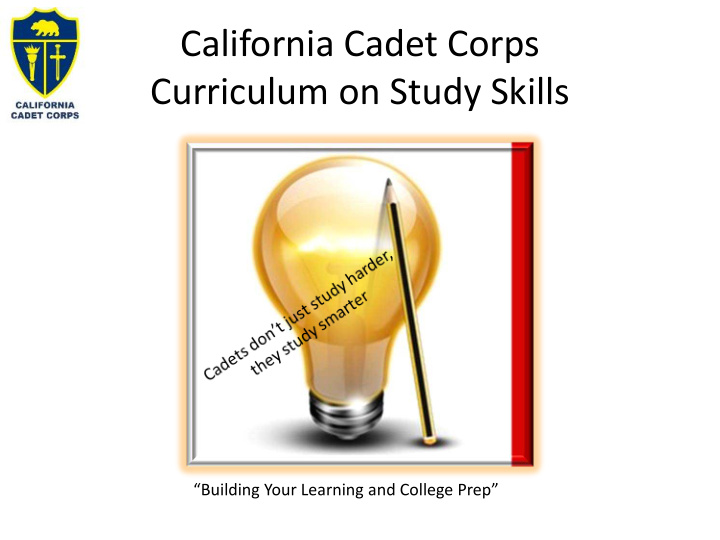 california cadet corps curriculum on study skills