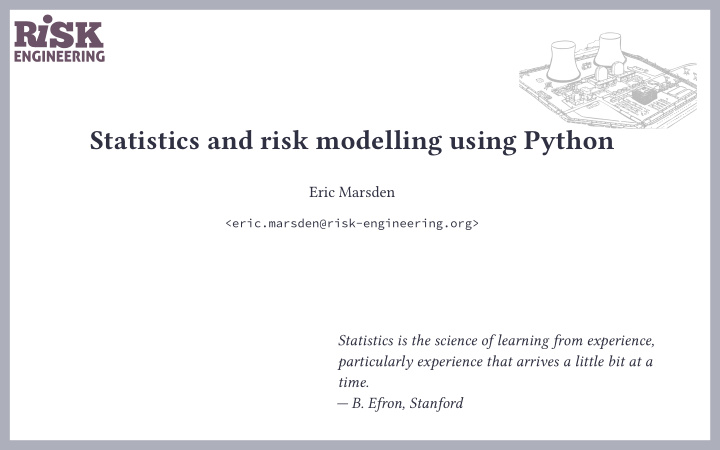 statistics and risk modelling using python