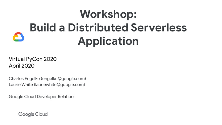 workshop build a distributed serverless application