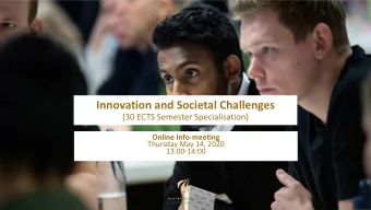 Innovation and Societal Challenges  (30 ECTS Semester Specialisation)  Online Info-meeting