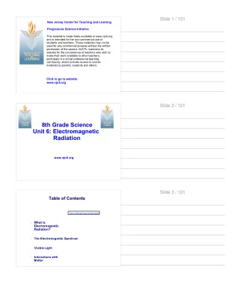 Unit 6: Electromagnetic  Radiation  www.njctl.org  Slide 3 / 121  Table of Contents  Click on the
