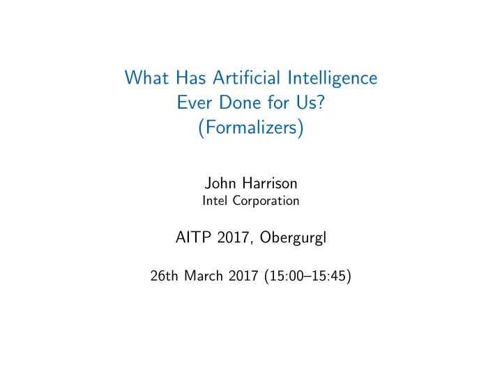 what has artificial intelligence ever done for us