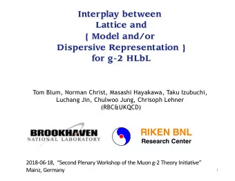 RIKEN BNL  Research Center  2018-06-18,  Second Plenary Workshop of the Muon g-2 Theory