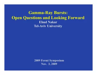 Open Questions and Looking Forward  Ehud Nakar  Tel-Aviv University  2009 Fermi Symposium  Nov.  3,