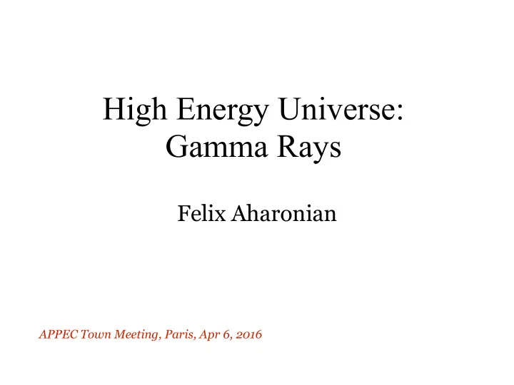high energy universe gamma rays