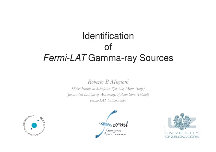 identification of fermi lat gamma ray sources