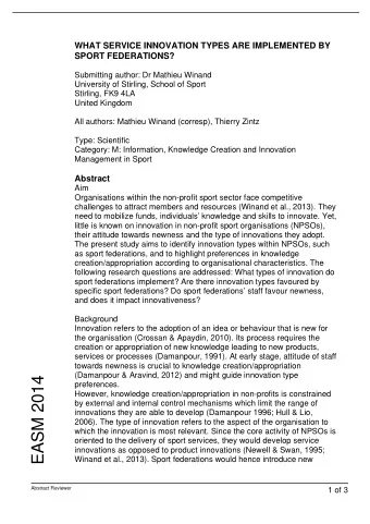 EASM 2014  preferences.  However, knowledge creation/appropriation in non-profits is constrained