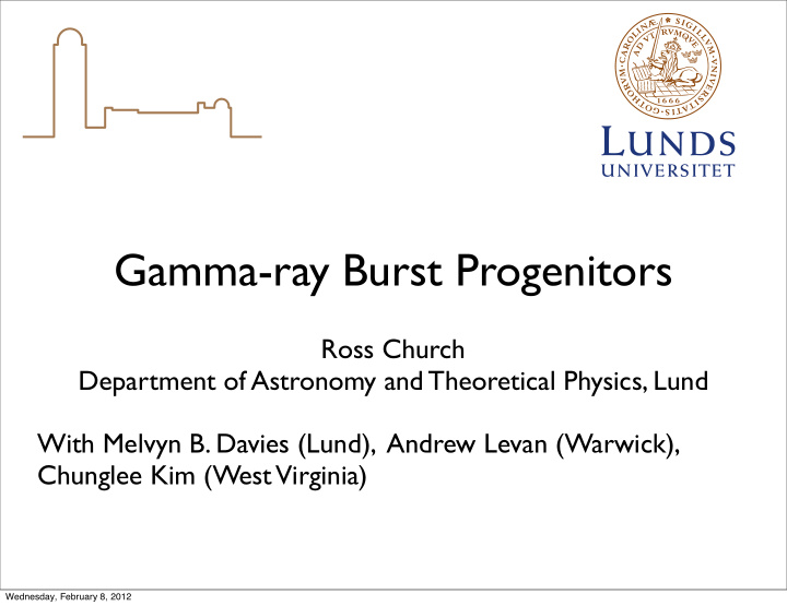 gamma ray burst progenitors