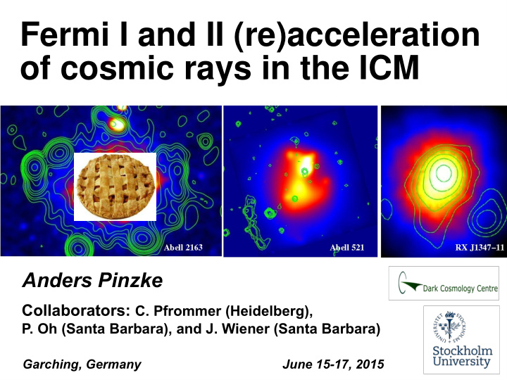 fermi i and ii re acceleration of cosmic rays in the icm