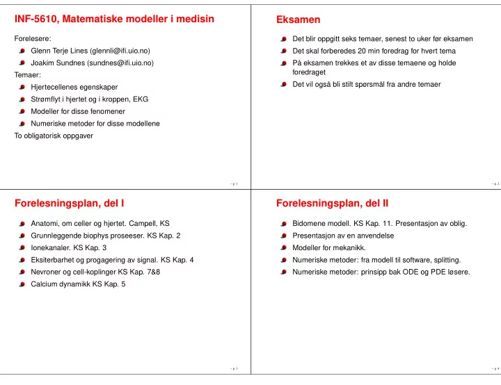 inf 5610 matematiske modeller i medisin eksamen