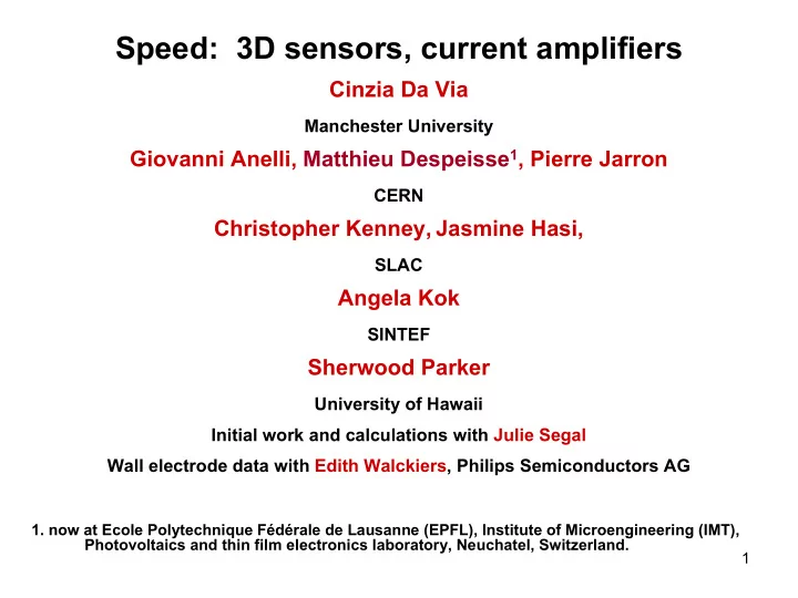 speed 3d sensors current amplifiers