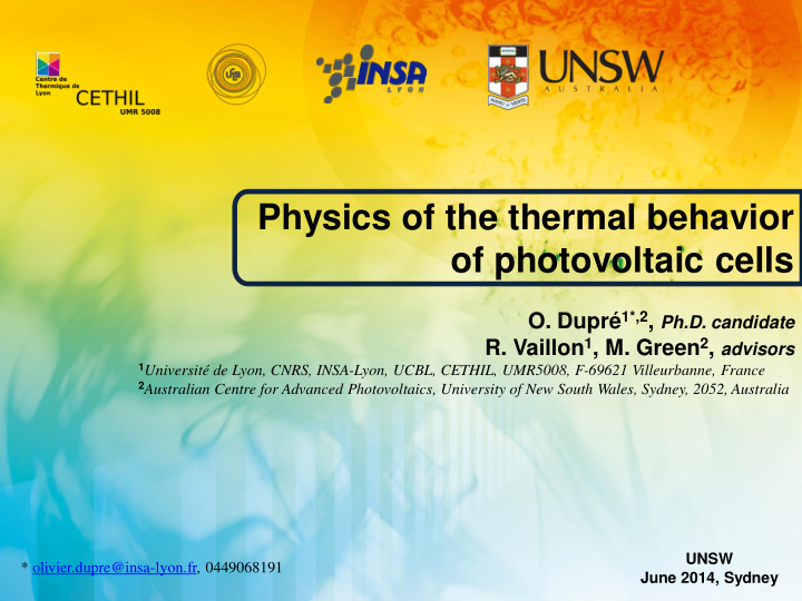 physics of the thermal behavior