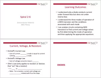 Learning Outcomes  I understand why a diode conducts current  under forward bias but does not