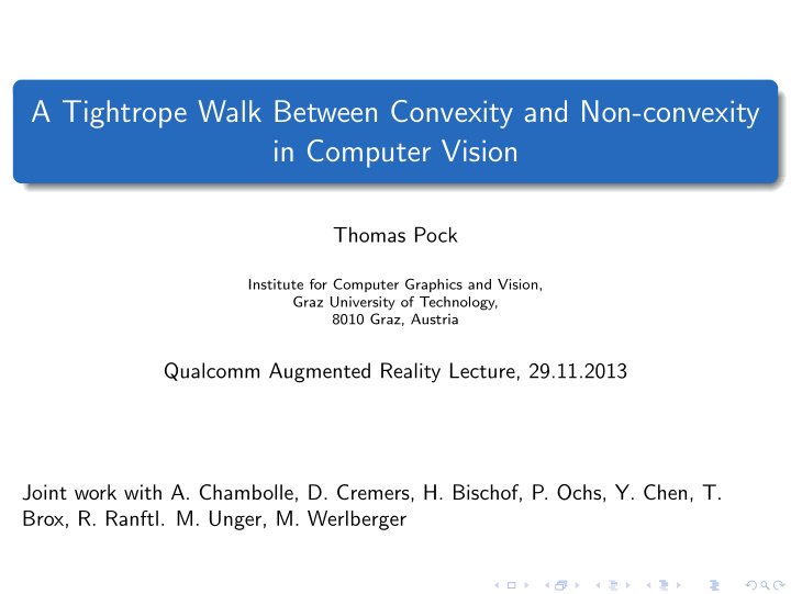 a tightrope walk between convexity and non convexity in
