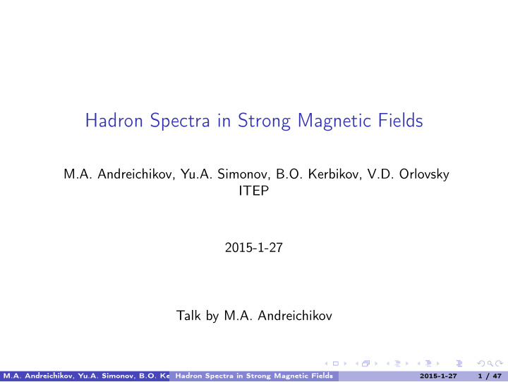hadron spectra in strong magnetic fields