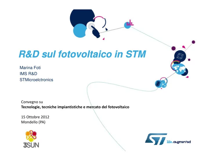 r d r d sul sul fotovoltaico fotovoltaico in stm in stm