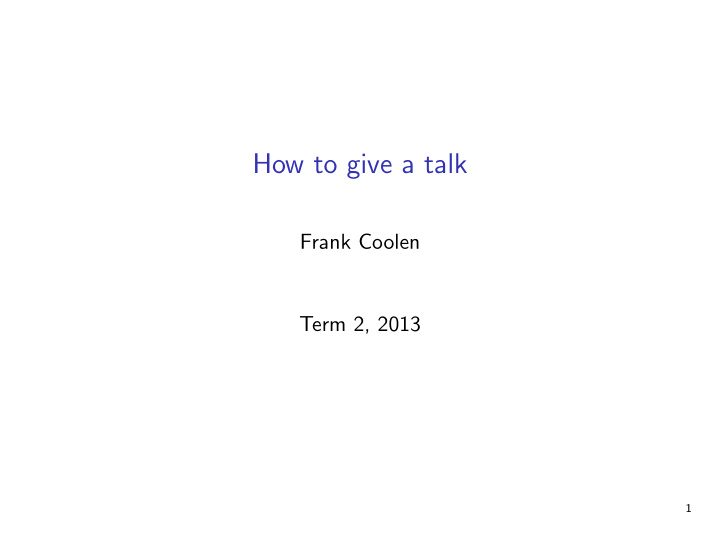 how to give a talk