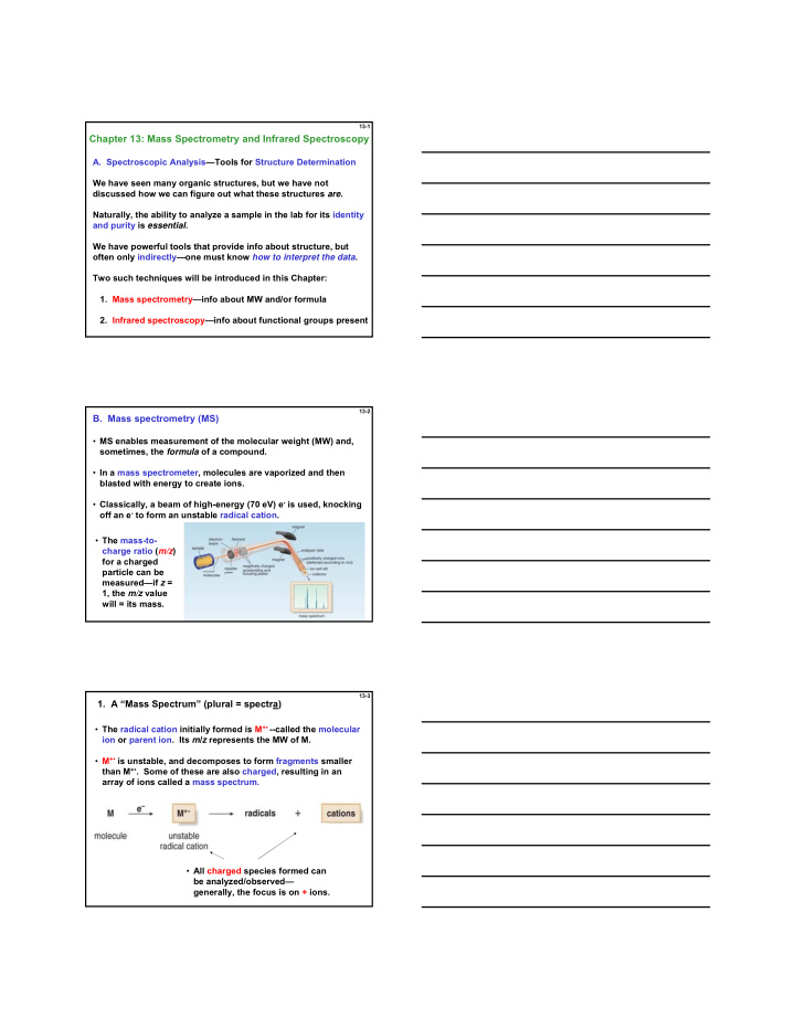 chapter 13 mass spectrometry and infrared spectroscopy