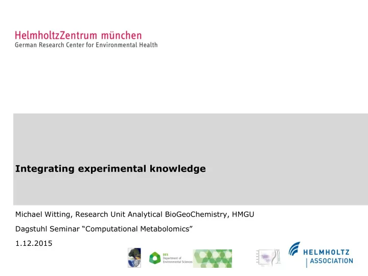 integrating experimental knowledge